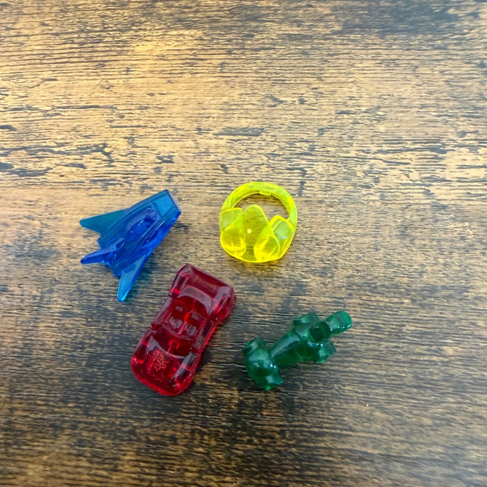 Monopoly Game 4 Tokens 2013 Multi Color Translucent Plastic Replacement Pieces